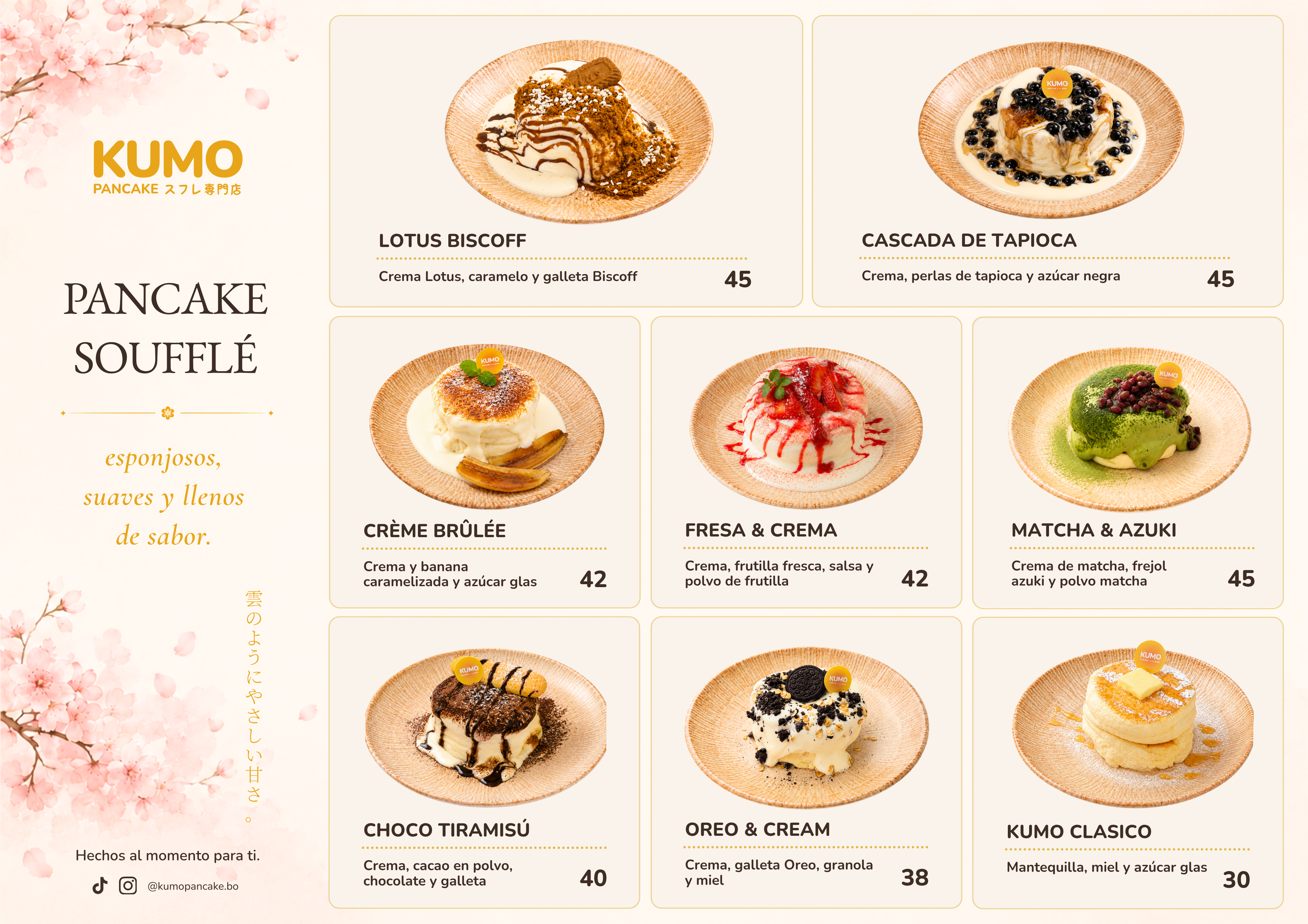 Menú de pancakes KUMO